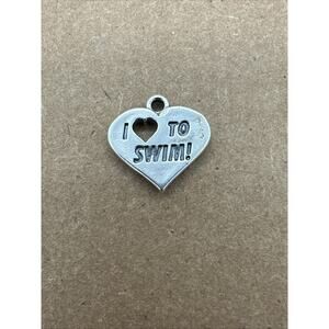 Vintage I Love to Swim Swimming SJC Sterling Silver Charm Pendant